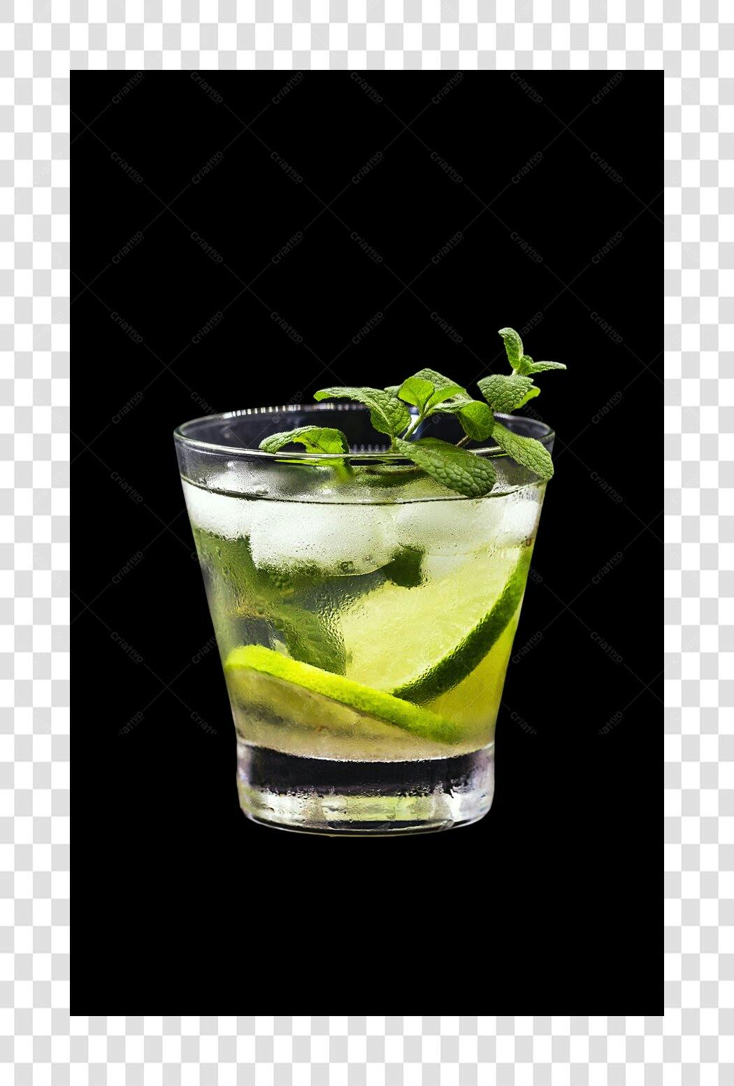 Coquetel refrescante Mojito com limão e hortelã PNG com fundo transparente