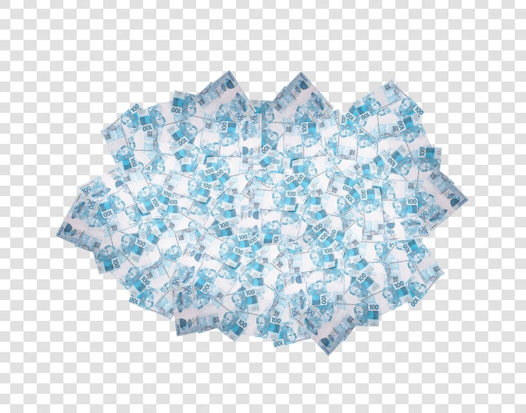 Ilustração Dinheiro 100 Reais Brasileiros Azul PNG com fundo transparente