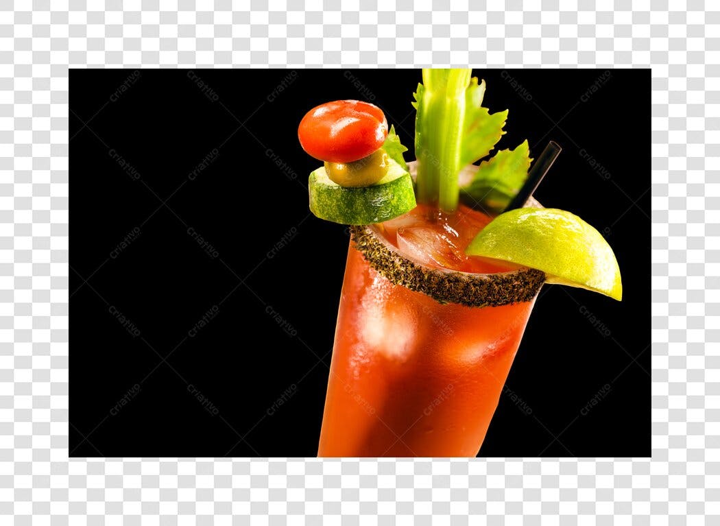 Coquetel Bloody Mary com Tomate Aipo Limão PNG com fundo transparente