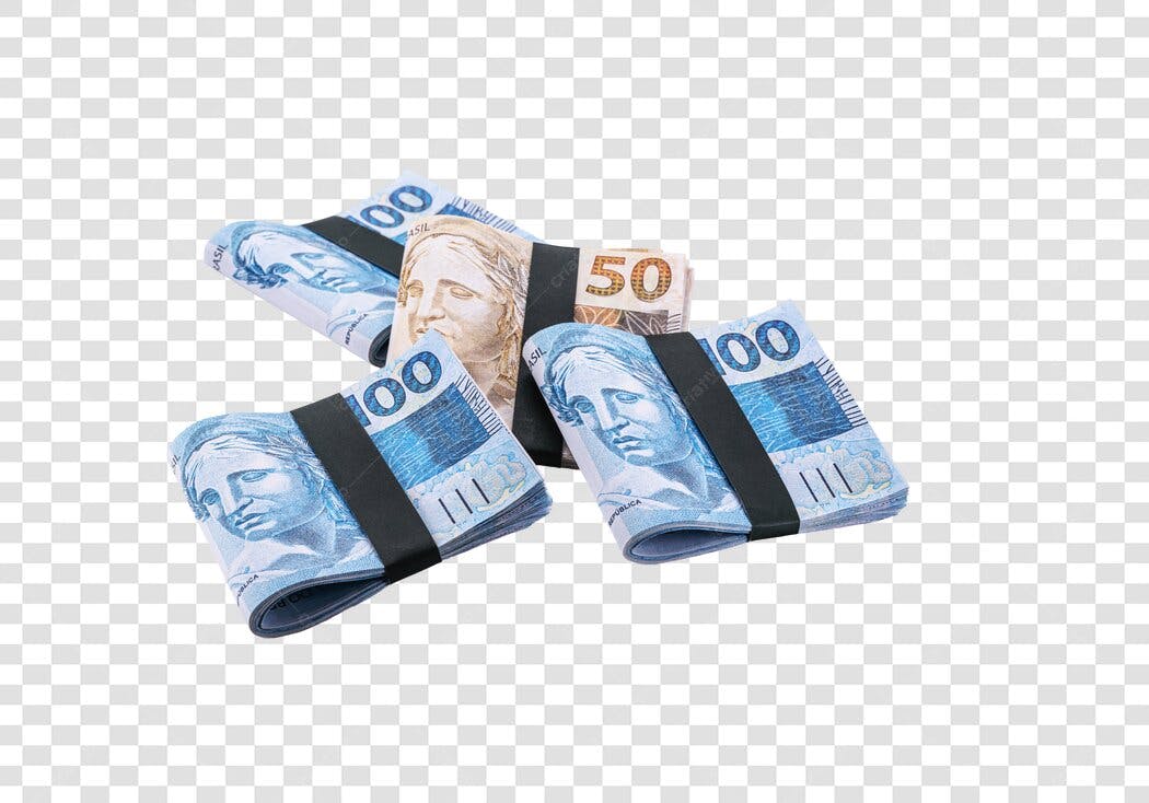 Dinheiro Real Brasileiro Pacotes de Notas de 100 e 50 Reais PNG com fundo transparente