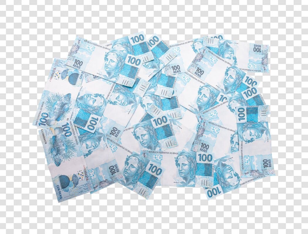 Imagem Dinheiro Notas de Cem Reais Brasileiras PNG com fundo transparente