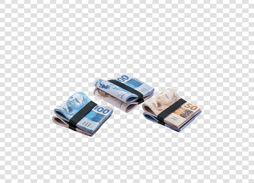 Notas de Dinheiro Reais Brasileiros 100 50 e 20 PNG com fundo transparente