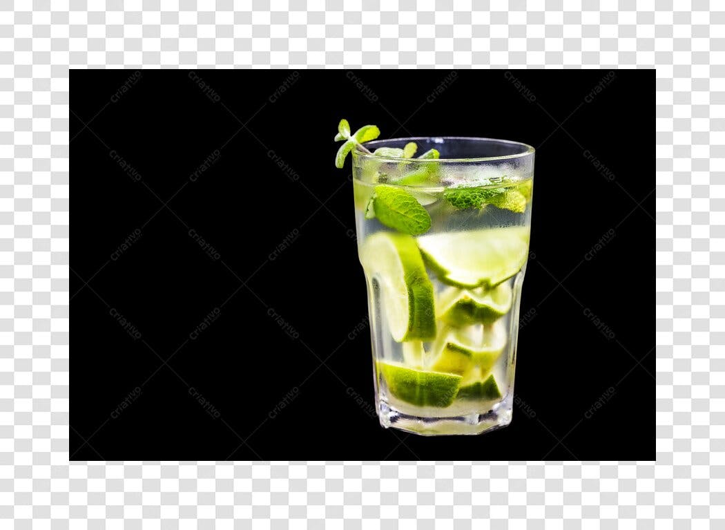 Elemento Gráfico Coquetel Limão Hortelã Refrescante PNG com fundo transparente
