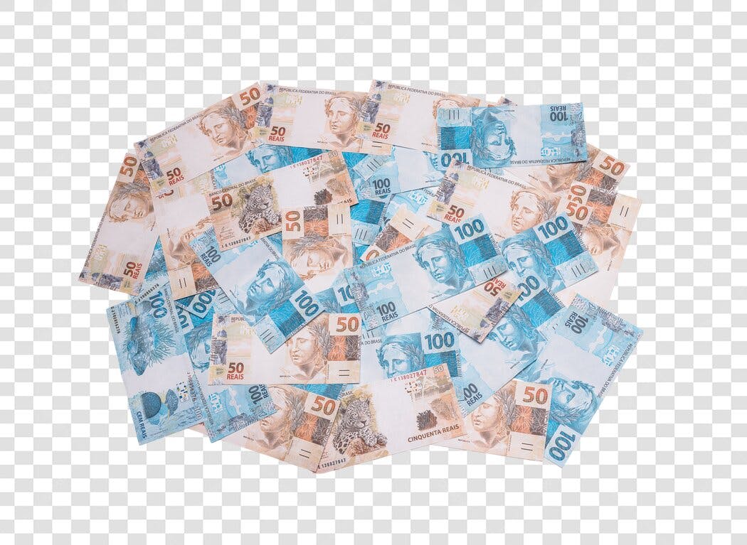 Pilha de Cédulas Brasileiras 50 e 100 Reais PNG com fundo transparente