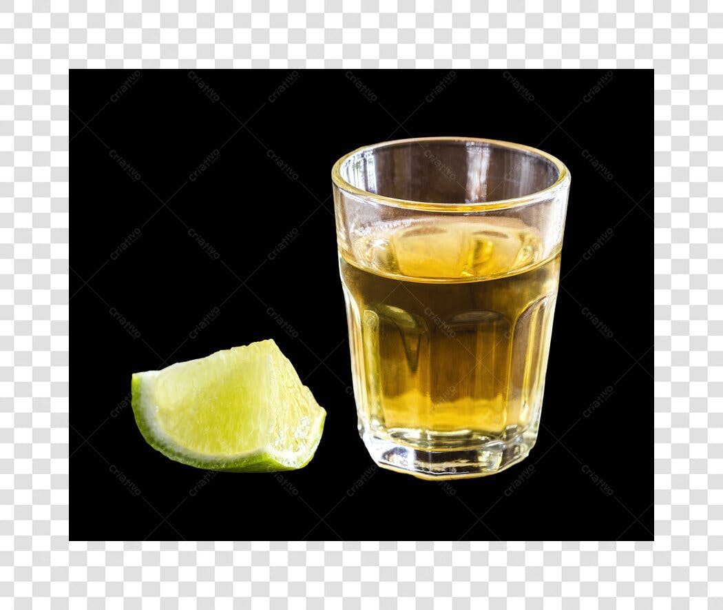 Imagem de Shot de Bebida Alcoólica com Limão Verde PNG com fundo transparente