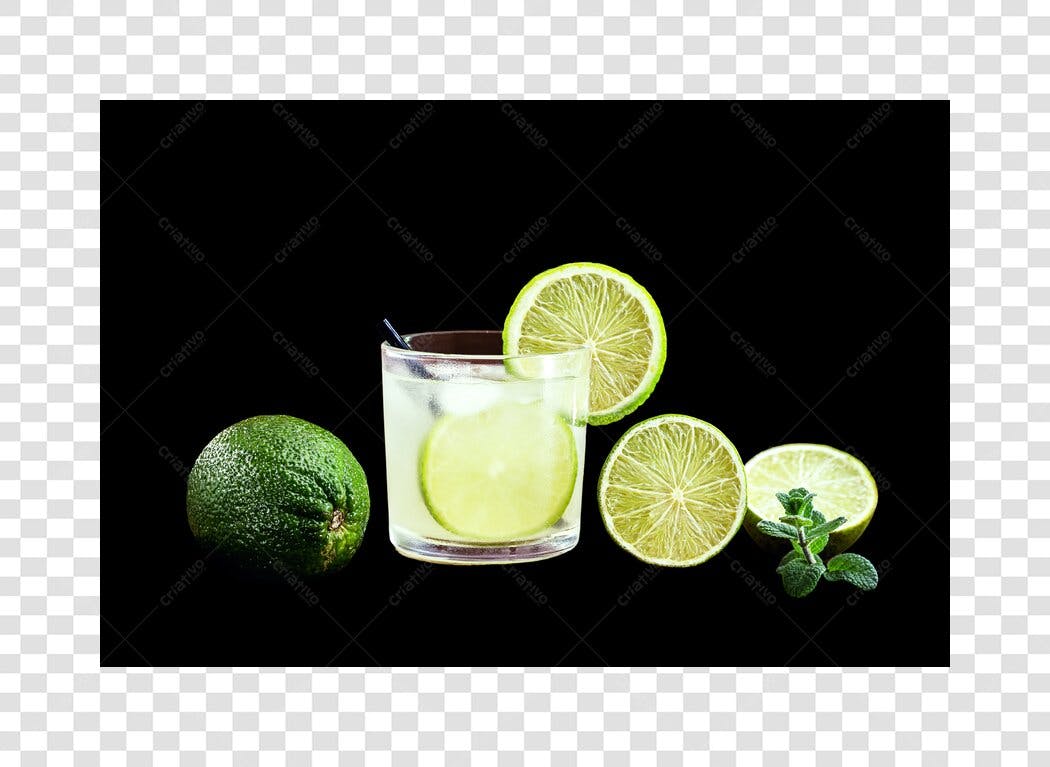 Foto de Caipirinha com limão verde e hortelã para verão PNG com fundo transparente