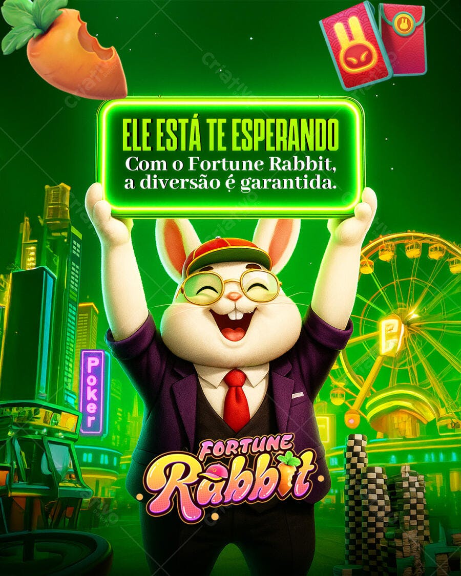Flyer para Jogo de Cassino Fortune Rabbit PSD Editável