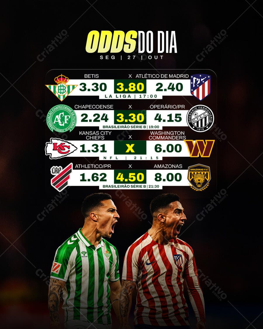 Flyer Apostas Esportivas Odds do Dia Psd Editável