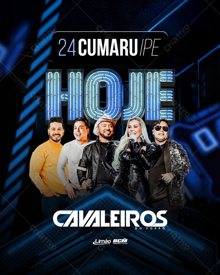 Flyer de Show Cavalheiros do Forró Cumaru PE PSD Editável