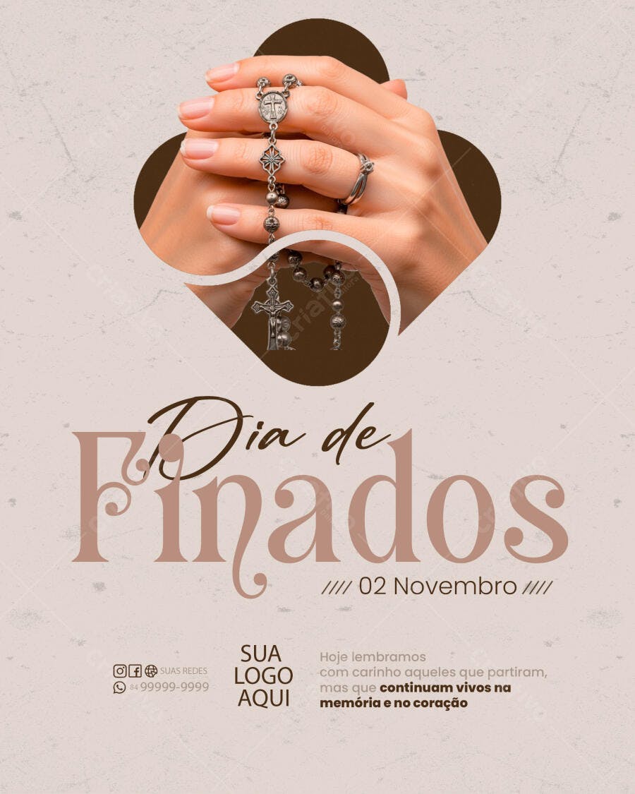 Flyer Dia de Finados com Rosário Psd Editável