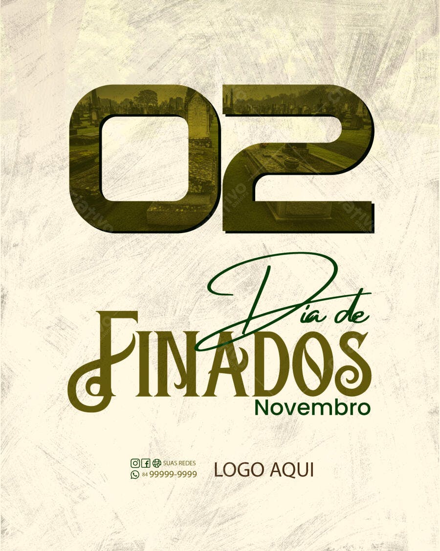 Post para Redes Sociais Dia de Finados 02 de Novembro PSD Editável