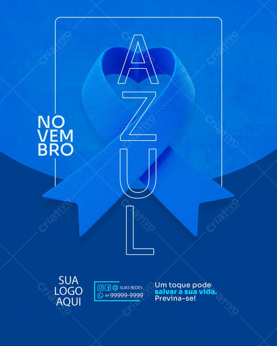 Flyer Novembro Azul Conscientização Câncer de Próstata PSD Editável