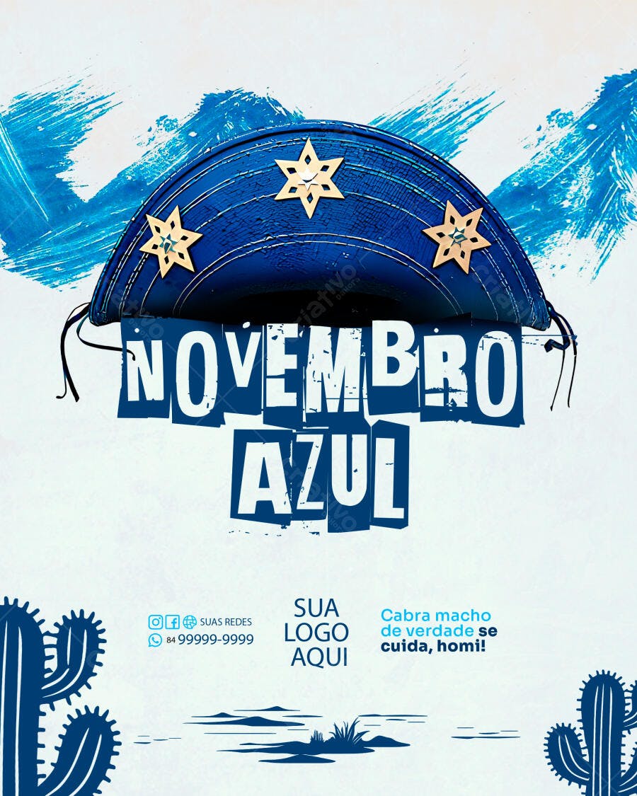 Flyer Novembro Azul Campanha Masculina PSD Editável