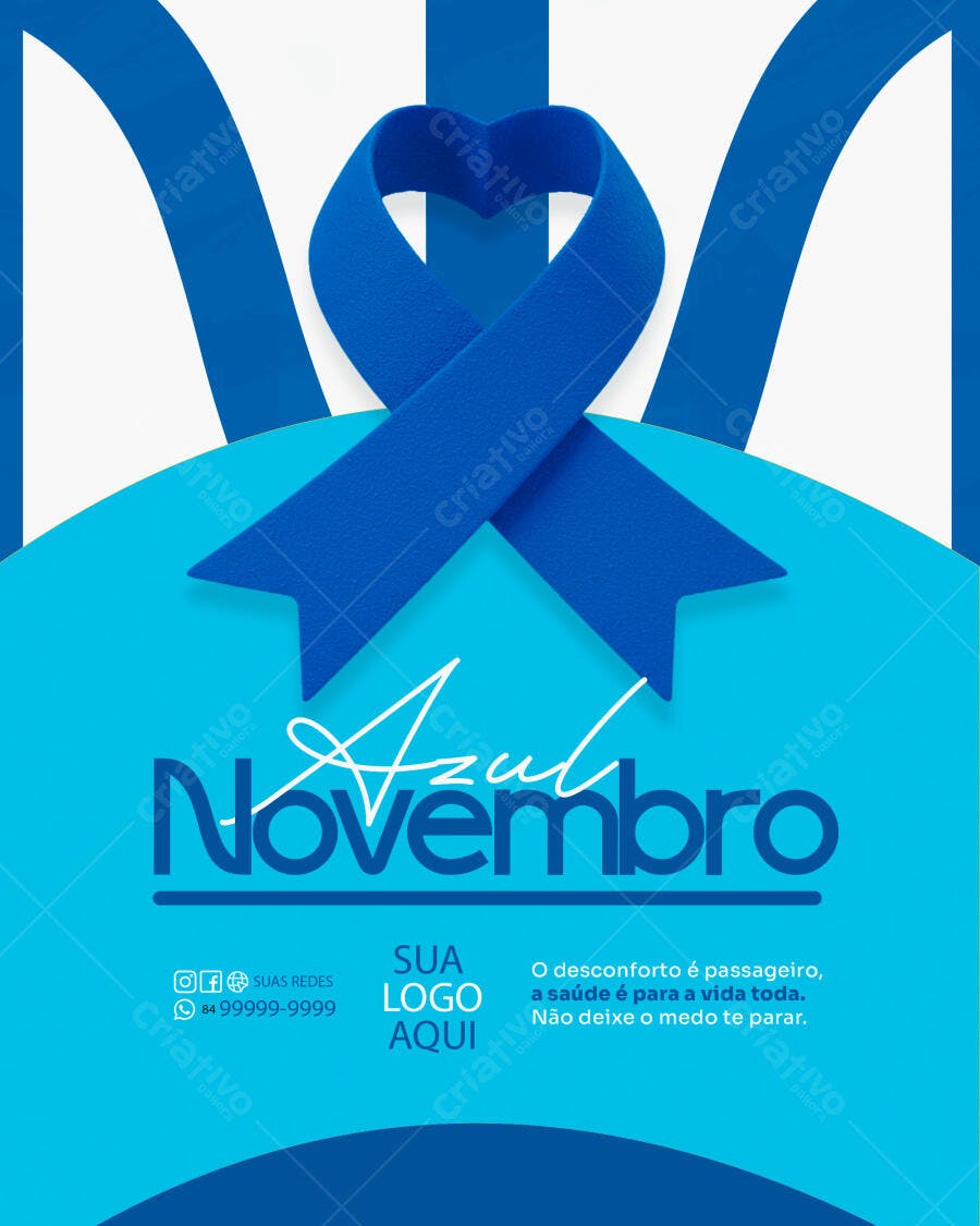Flyer Azul Novembro Conscientização Masculina PSD Editável