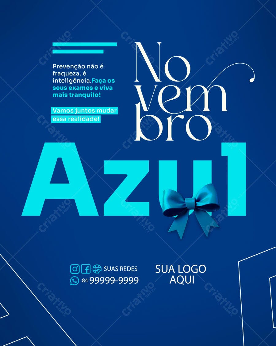 Post Redes Sociais Novembro Azul Prevenção PSD Editável