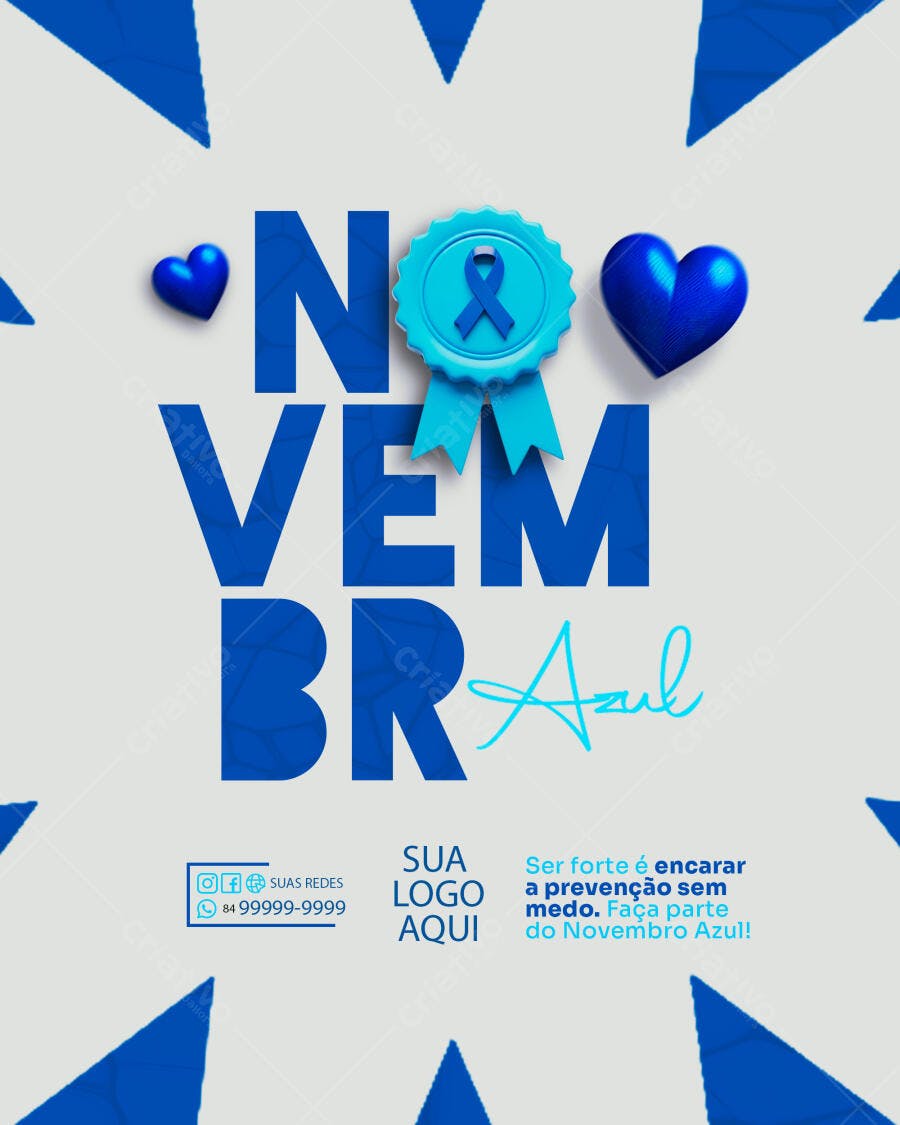 Flyer Campanha Novembro Azul Prevenção Câncer Próstata PSD Editável
