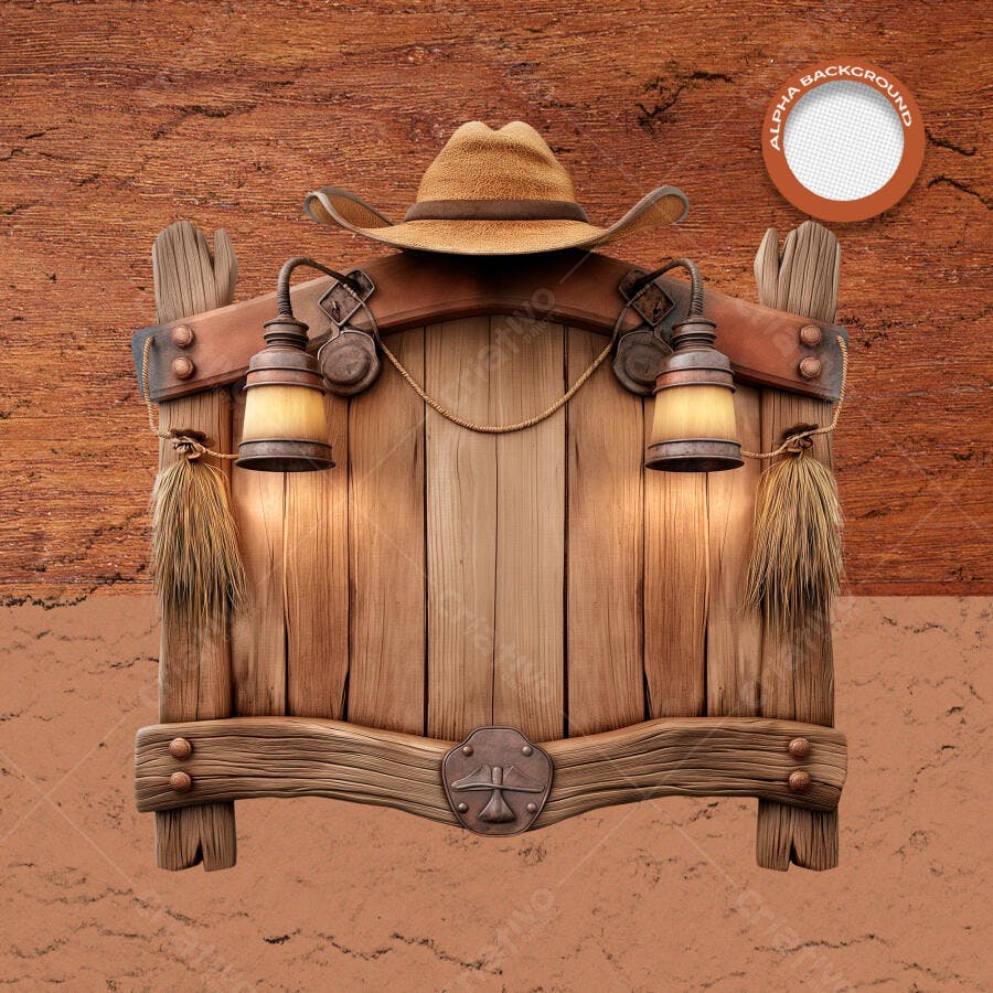 Painel Rústico com Chapéu Cowboy para Evento Country PSD Editável