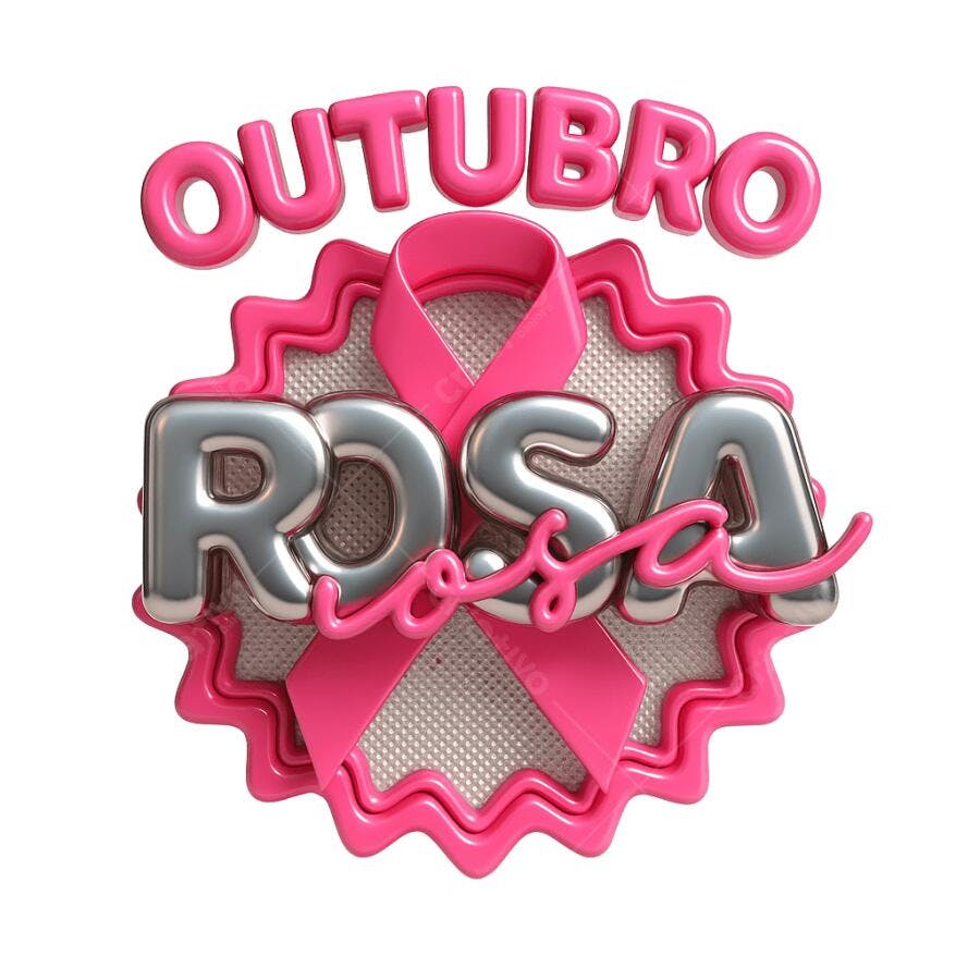 Selo Outubro Rosa Campanha Conscientização PNG com fundo transparente