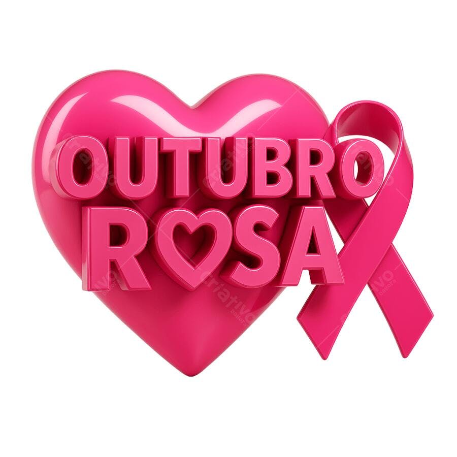 Elemento gráfico Outubro Rosa Coração Laço Rosa PNG com fundo transparente