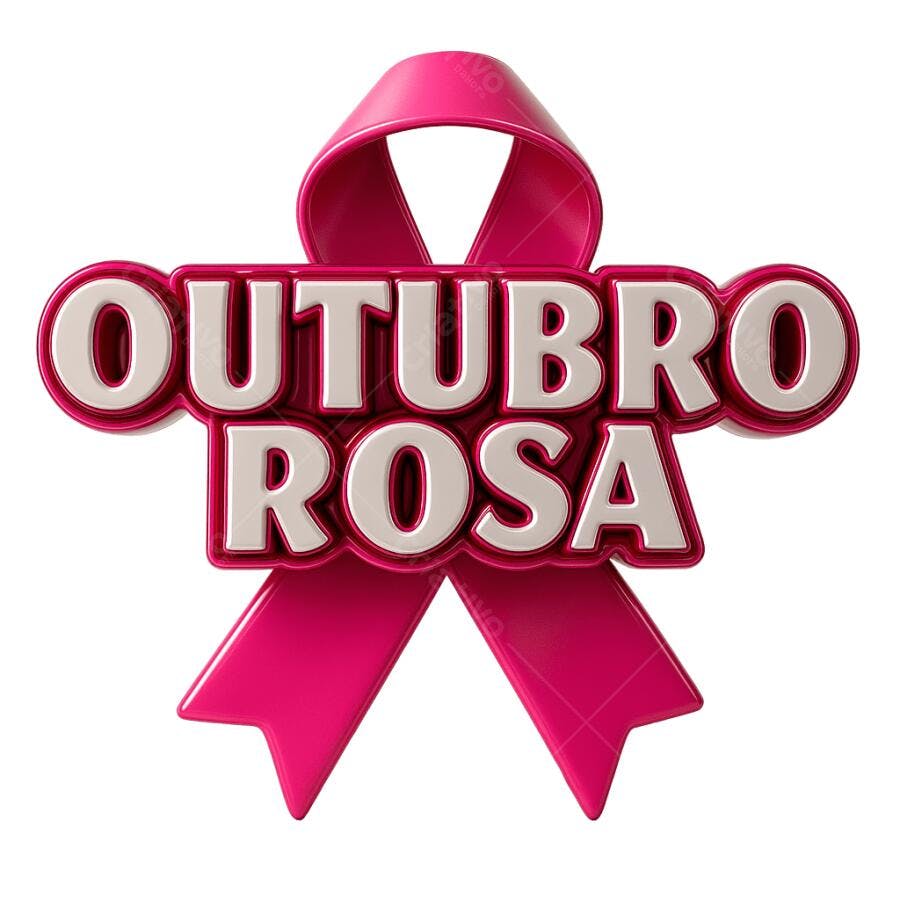 Selo Outubro Rosa Campanha Conscientização PNG com fundo transparente