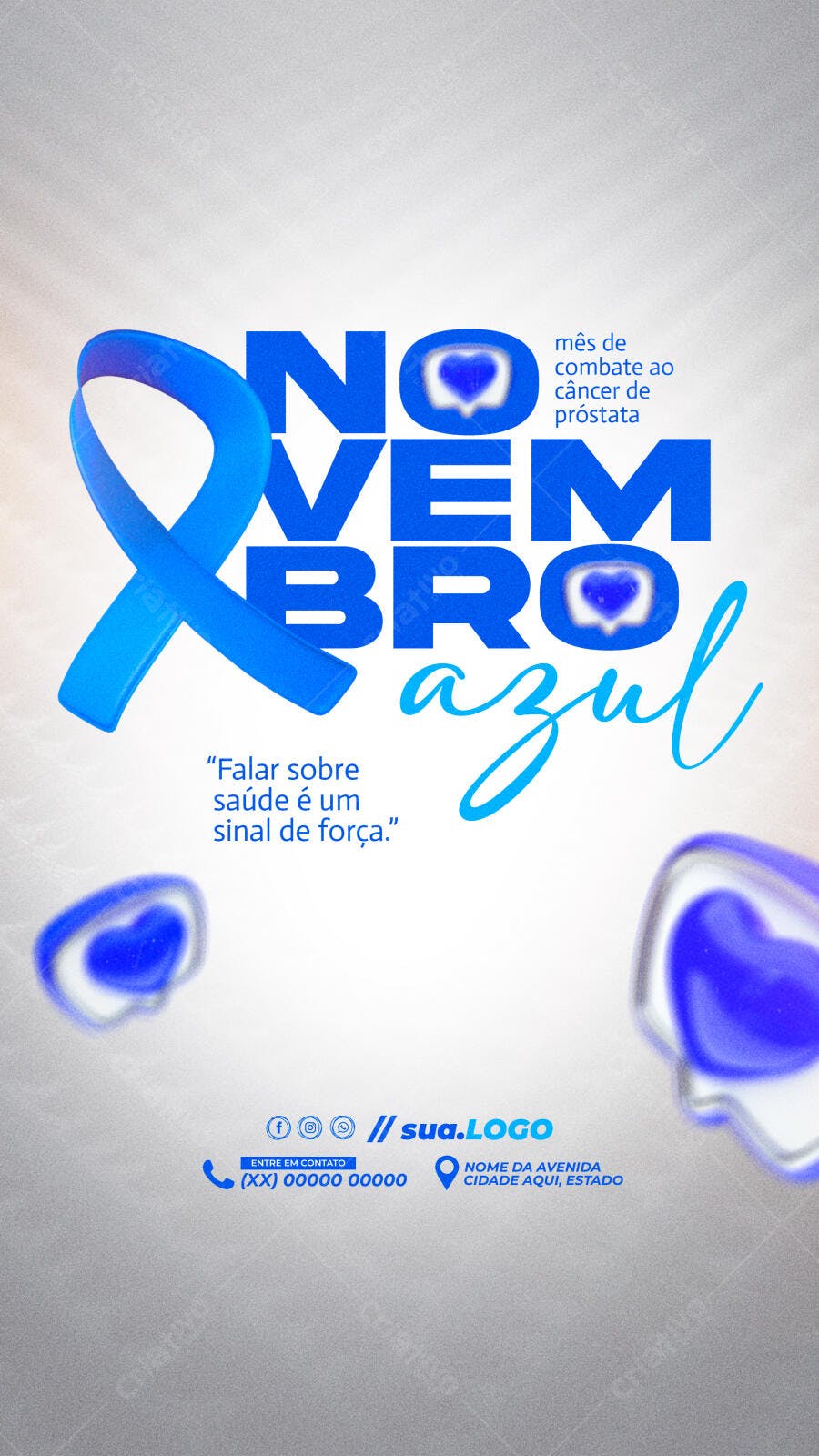 Post Redes Sociais Novembro Azul Combate Câncer Próstata PSD Editável