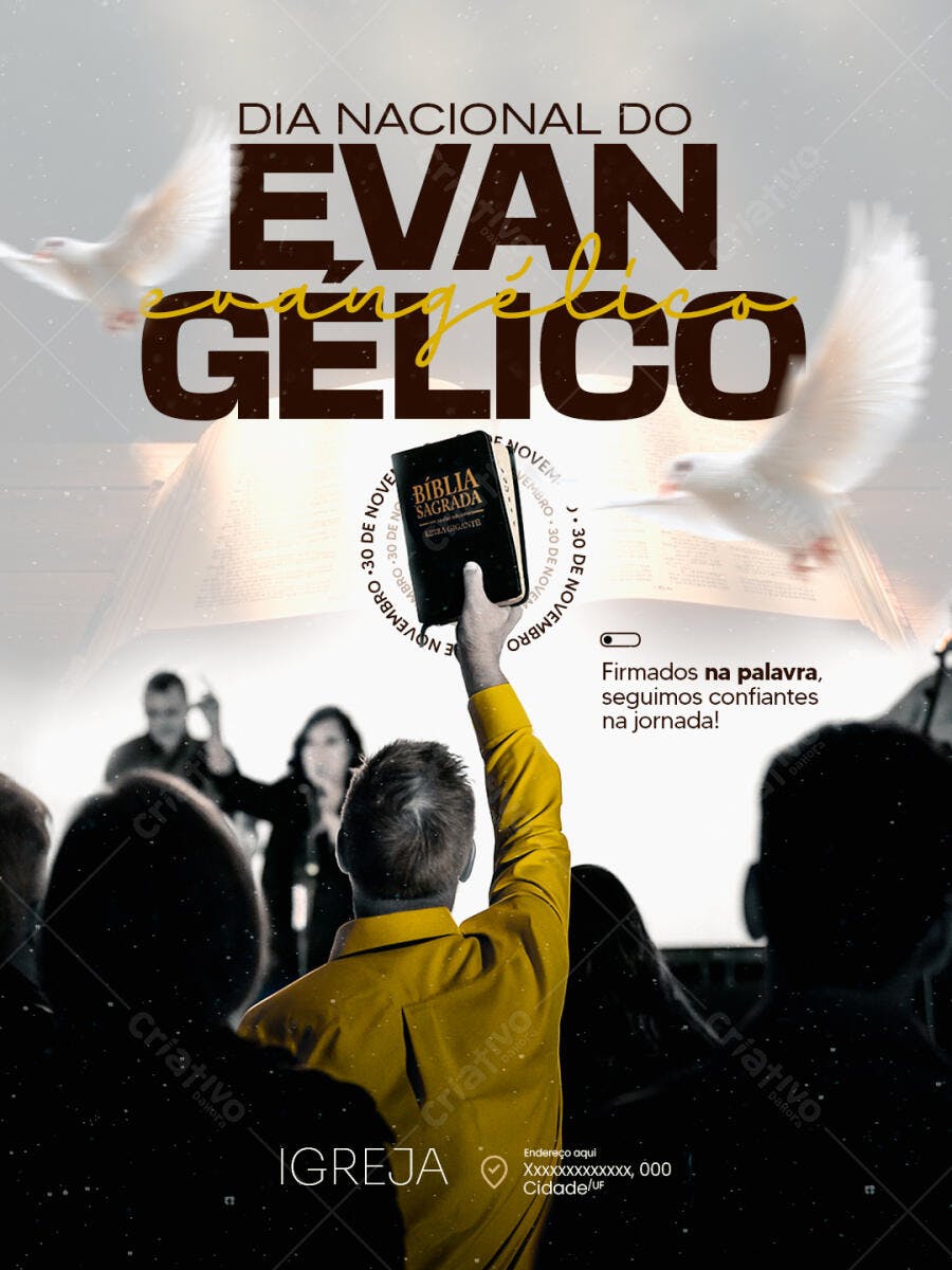 Flyer Dia Nacional do Evangélico Igreja PSD Editável