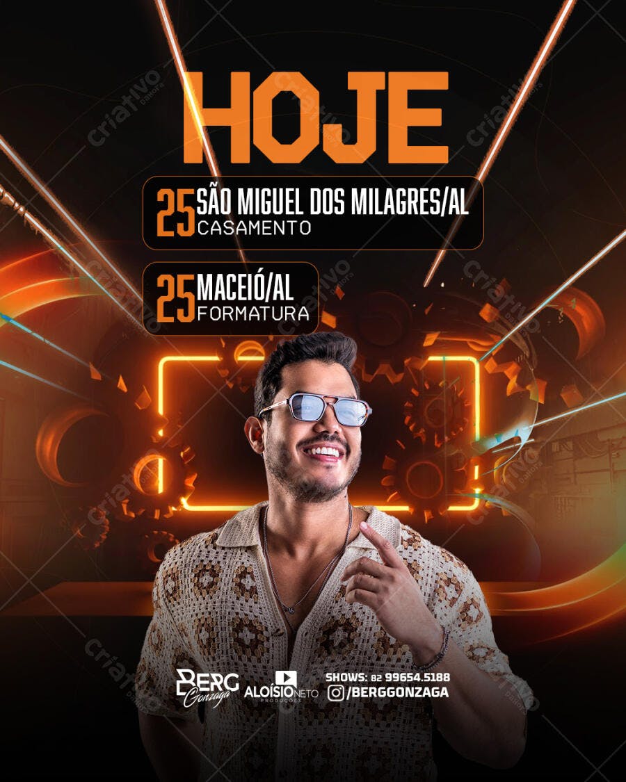 Flyer de Shows Berg Gonzaga HOJE PSD Editável