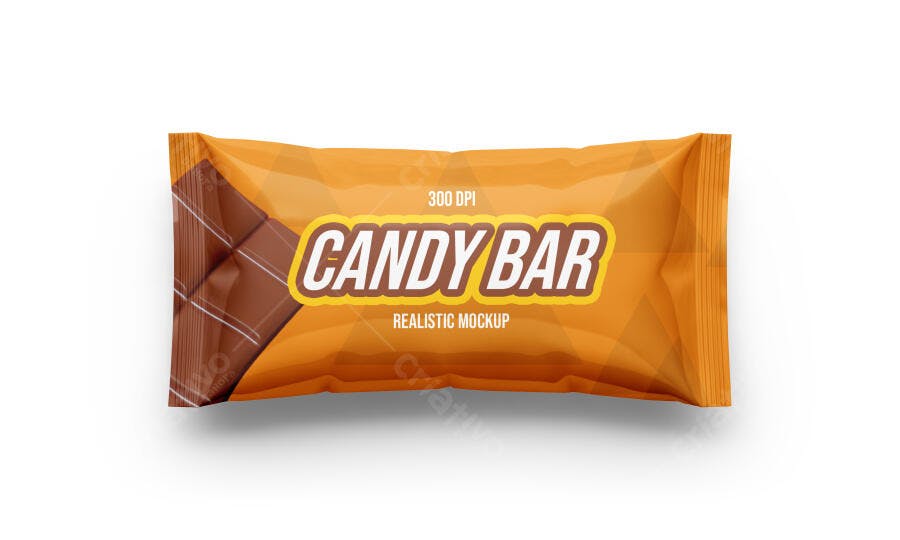 Mockup Realista de Embalagem de Barra de Chocolate Laranja em Fundo Branco
