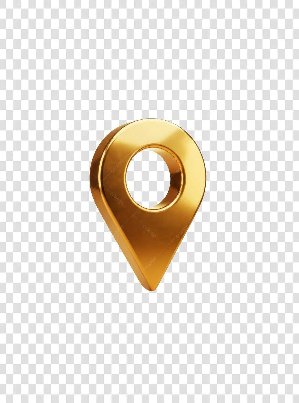 Icone de localização dourado 3D para mapa e GPS PNG com fundo transparente