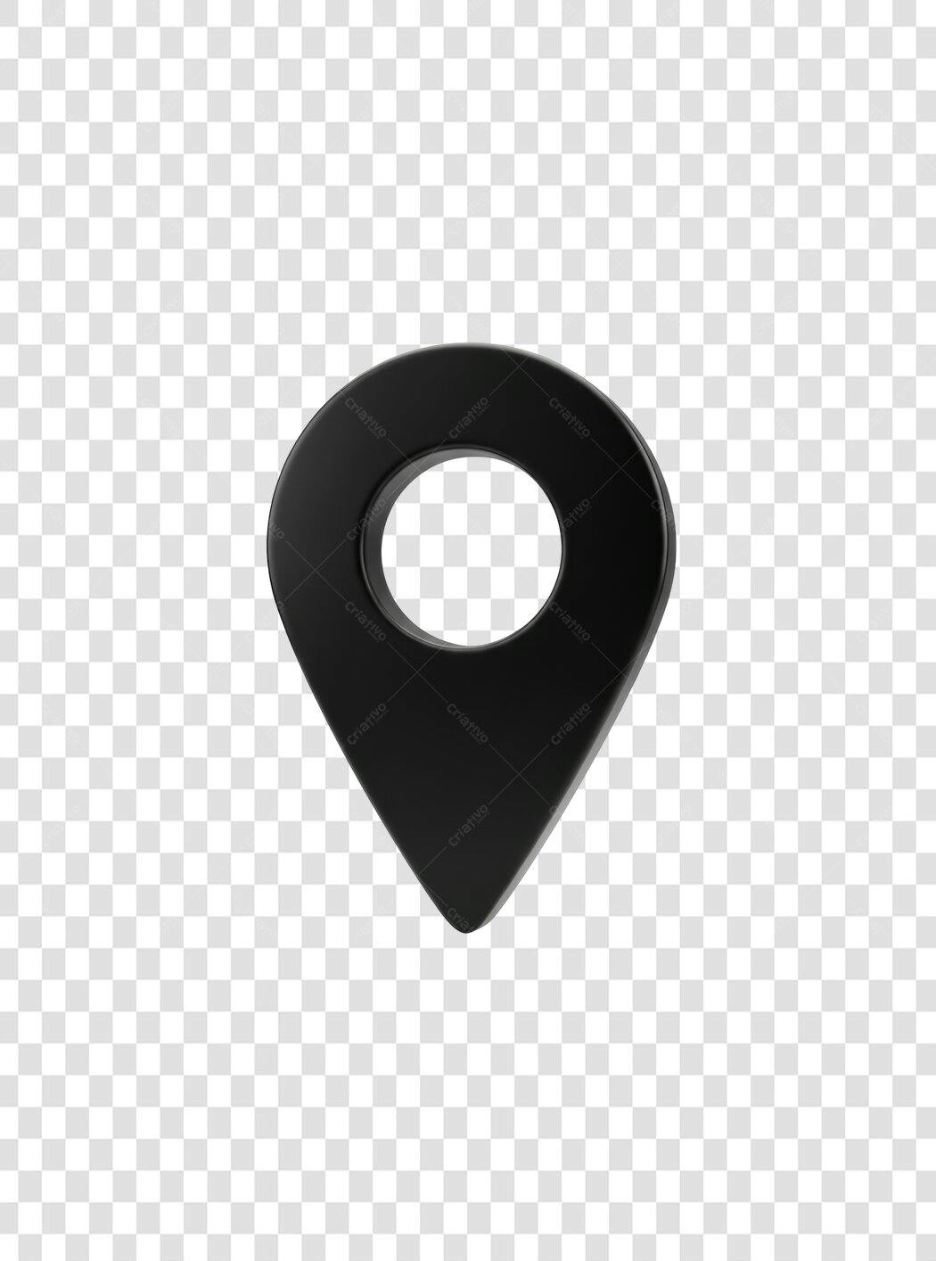 Ícone de localização preto 3D para mapa ou GPS PNG com fundo transparente
