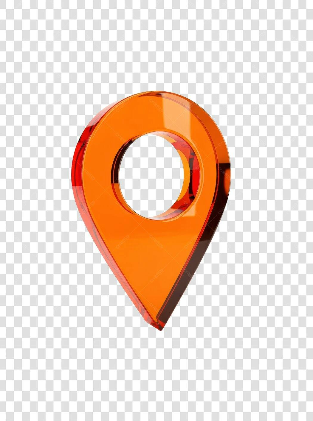 Ícone de pin de localização laranja brilhante 3D PNG com fundo transparente