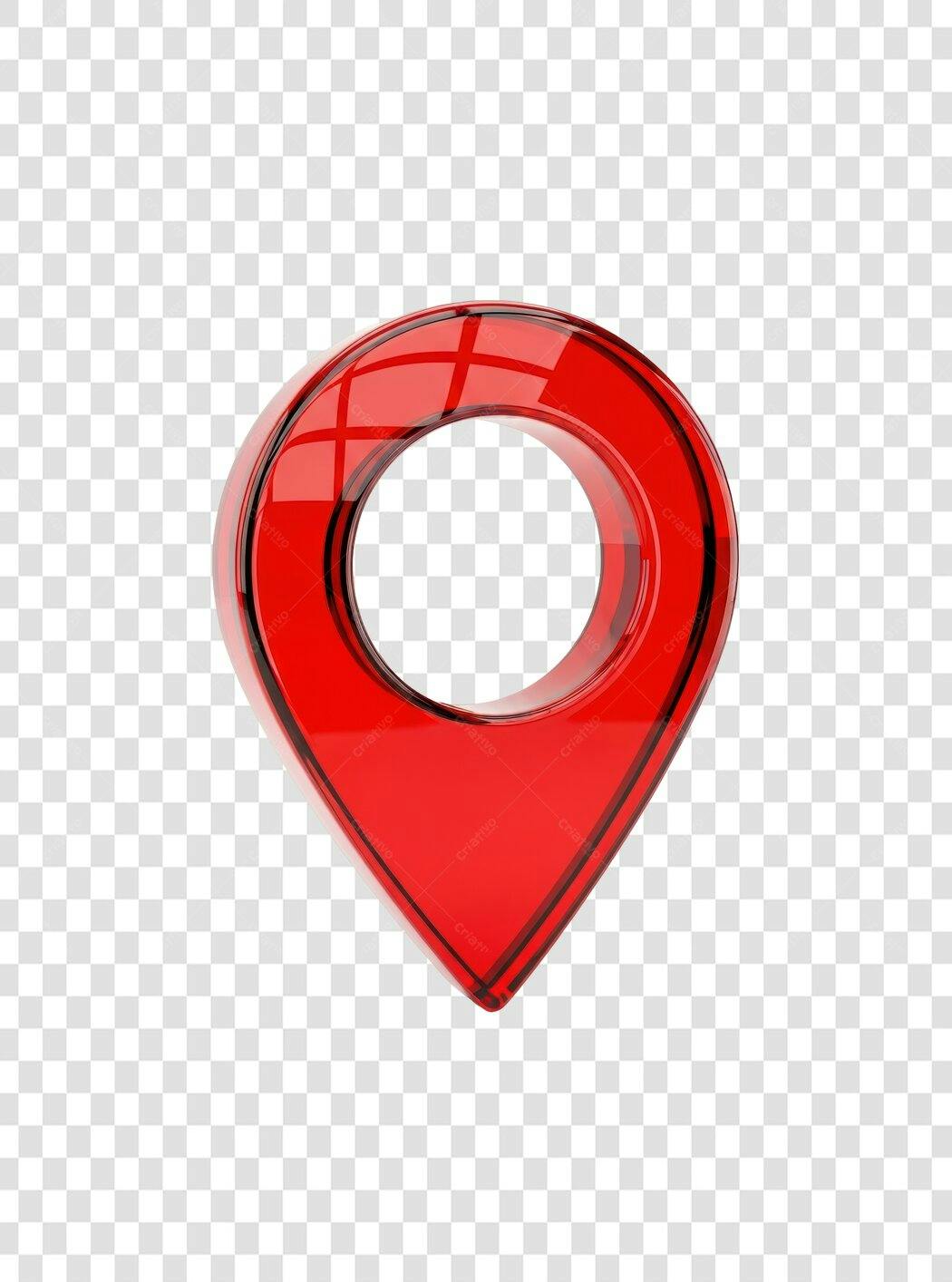 Ícone Marcador Localização Mapa GPS Vermelho Brilhante 3D PNG com fundo transparente