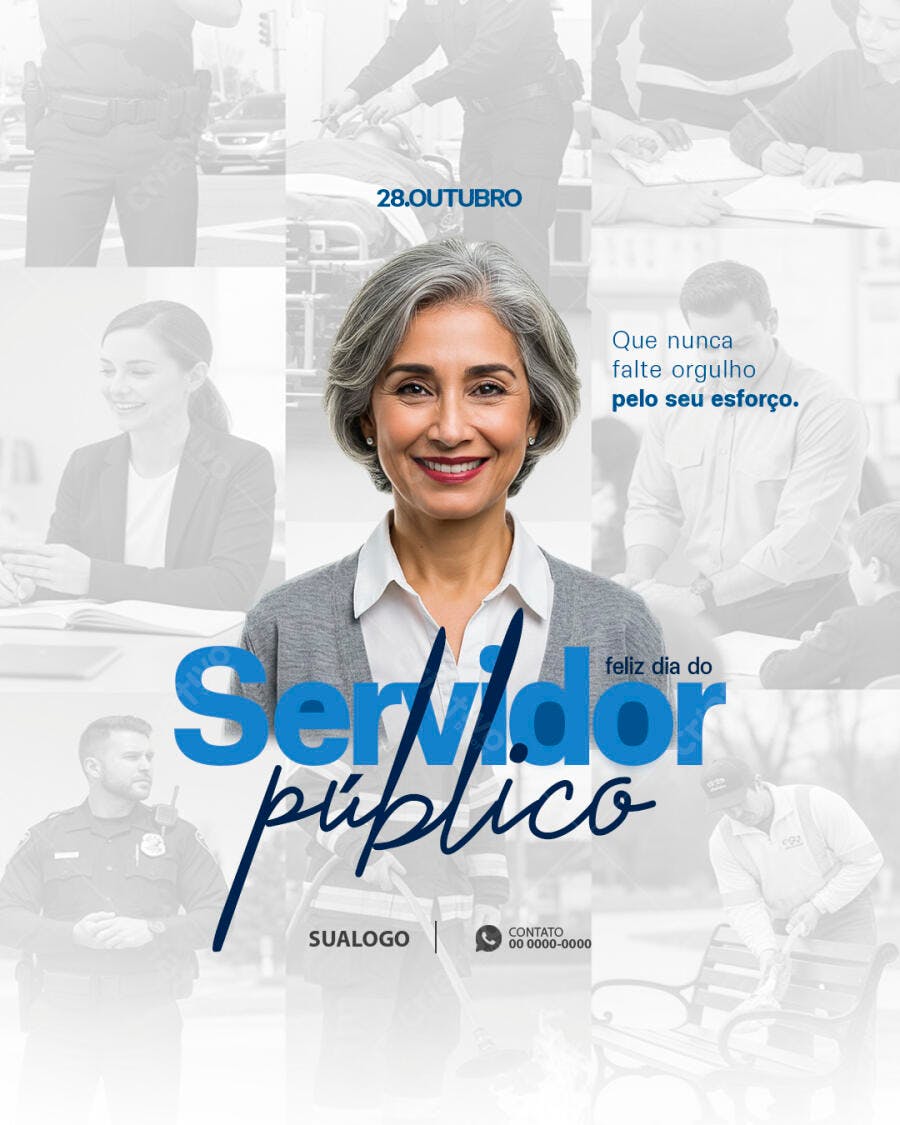 Flyer Dia do Servidor Público 28 Outubro PSD Editável