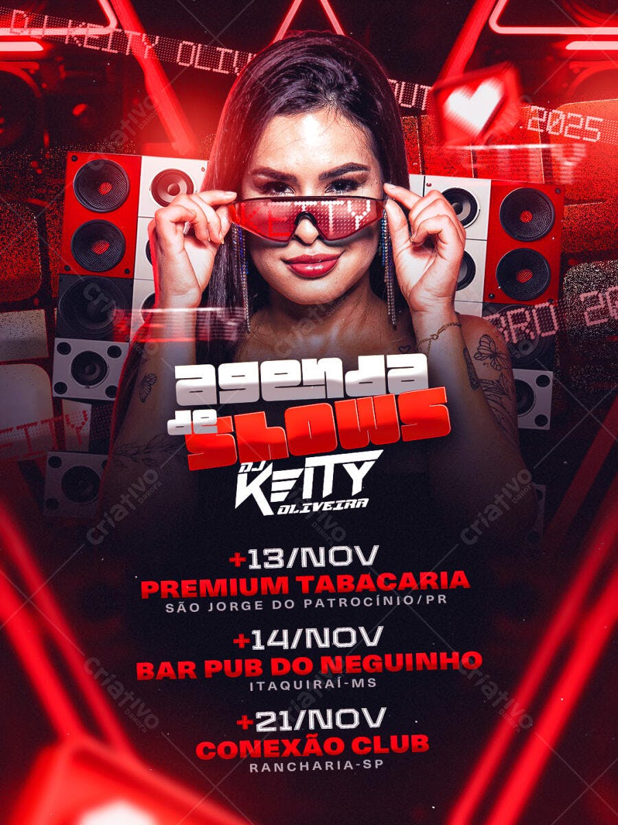 Flyer Agenda de Shows DJ Keity Oliveira Balada PSD Editável