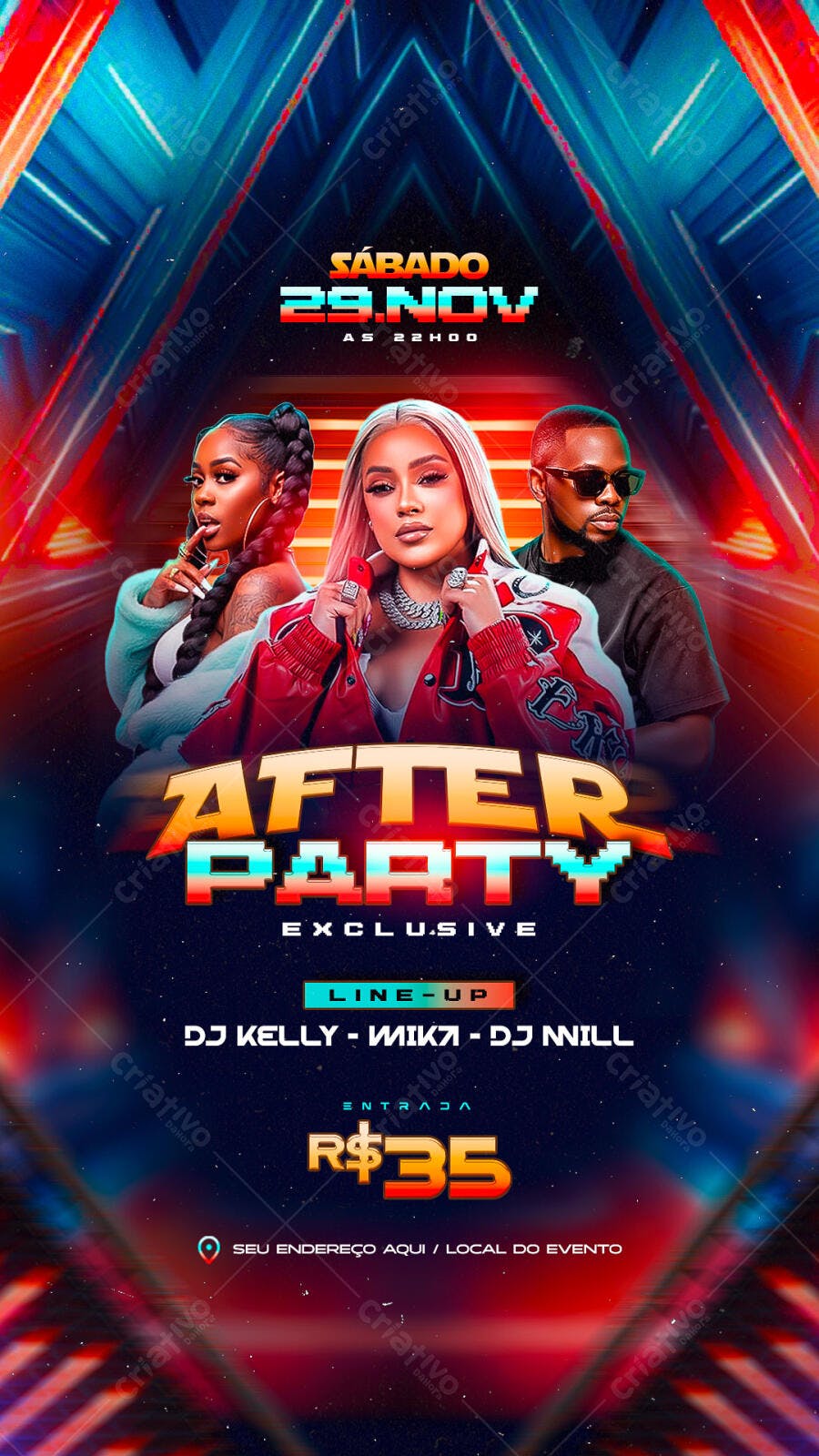 Flyer After Party SÁBADO 29.NOV com DJs PSD Editável