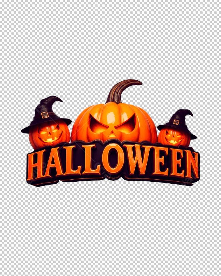 Elemento gráfico para Halloween abóboras bruxas laranja preto PNG com fundo transparente