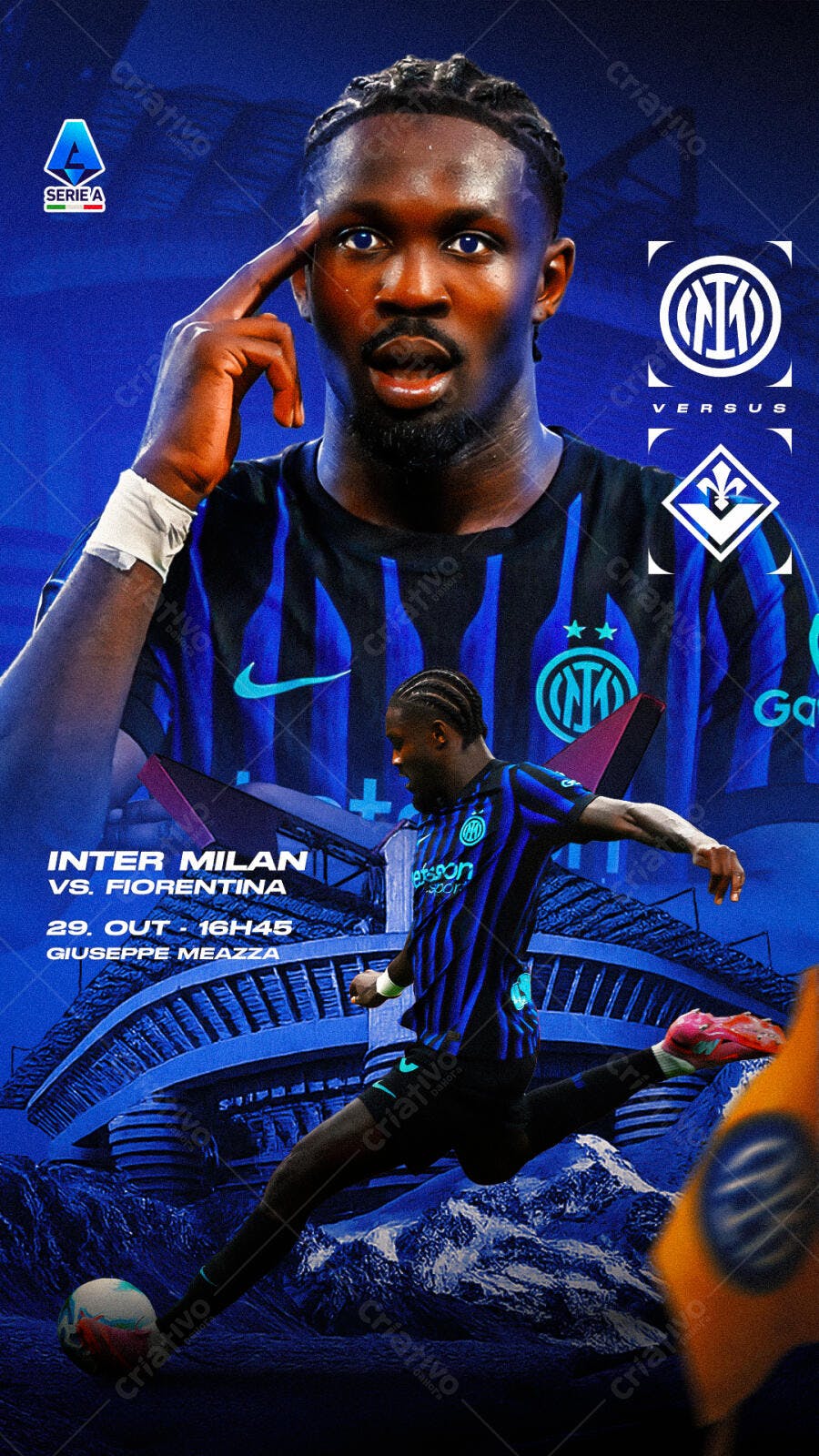 Flyer Jogo Inter Milan vs Fiorentina PSD Editável