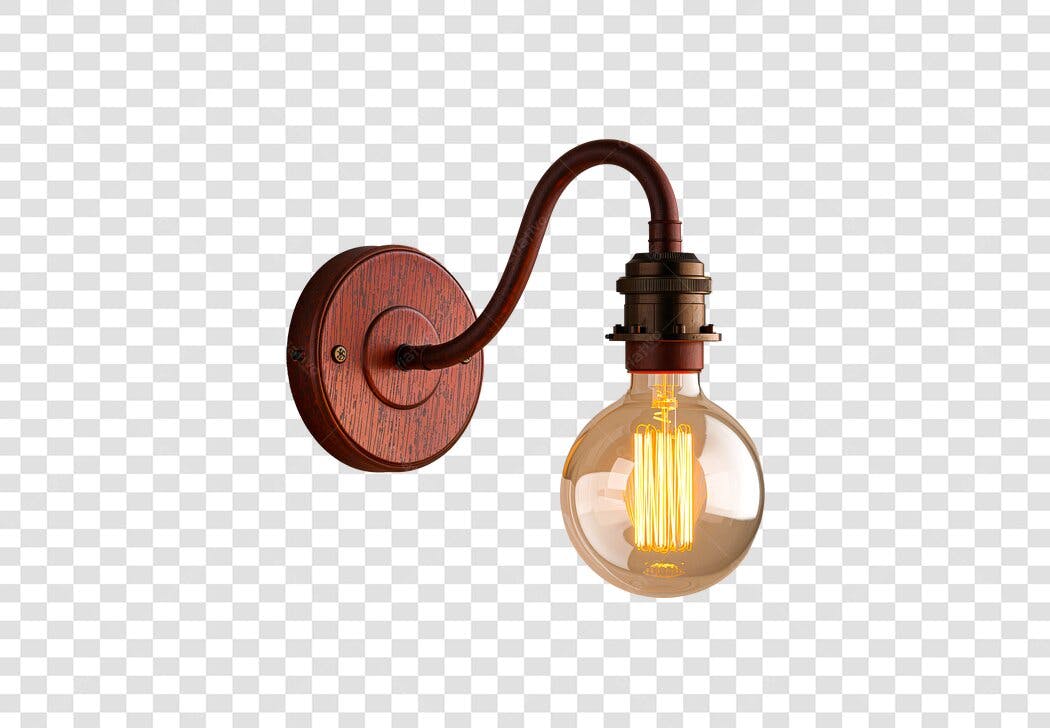 Luminária de parede estilo industrial com lâmpada Edison PNG com fundo transparente