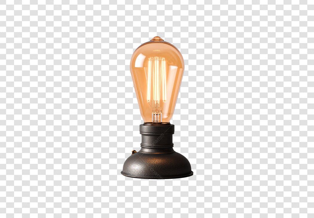 Lâmpada de filamento Edison vintage industrial âmbar PNG com fundo transparente