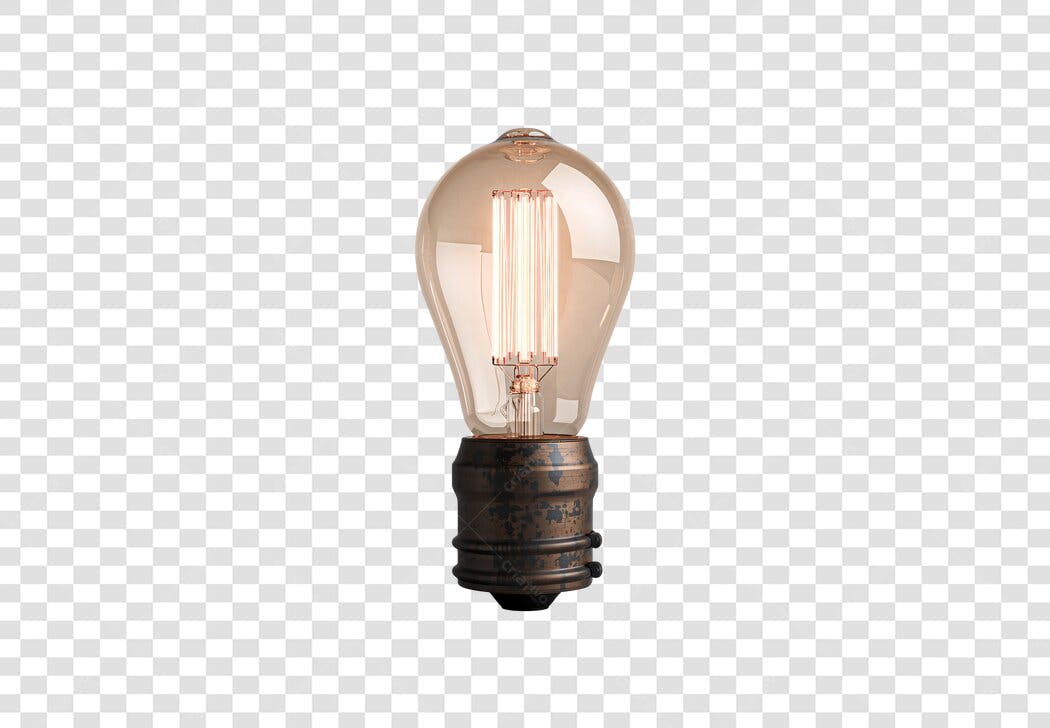 Lâmpada Edison vintage incandescente acesa PNG com fundo transparente