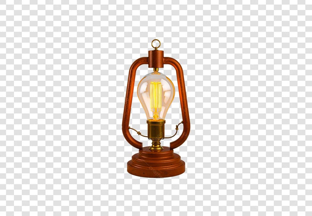 Ilustração 3D Lampião Vintage Lâmpada Edison PNG com fundo transparente