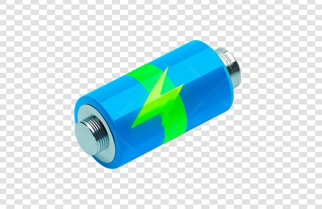 Ícone de Bateria Azul com Raio Verde Carregando PNG com fundo transparente