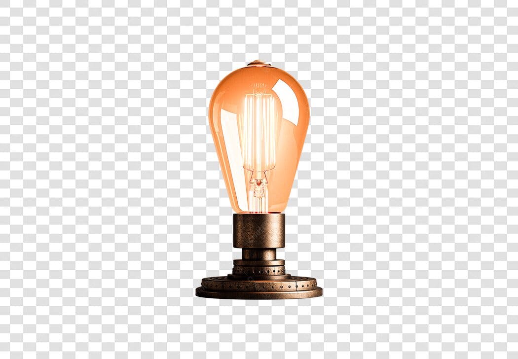 Ícone Lâmpada Edison vintage acesa laranja cobre PNG com fundo transparente