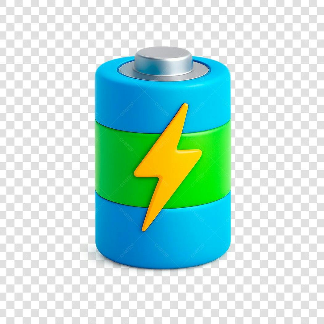 Ícone de bateria com carga média azul verde amarelo PNG com fundo transparente