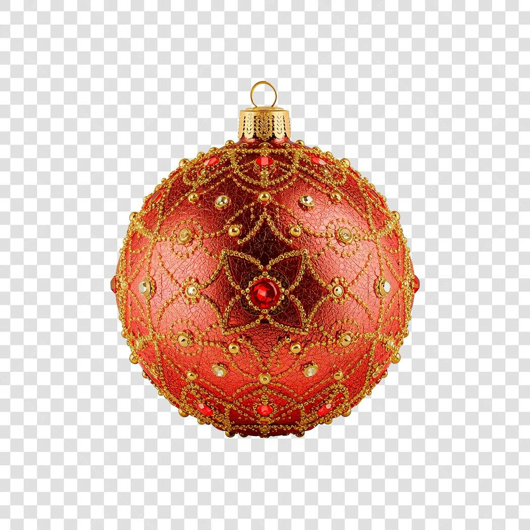 Bola de Natal vermelha e dourada luxuosa PNG com fundo transparente