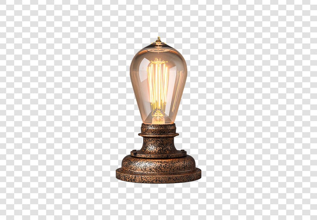Elemento decorativo Lâmpada Edison vintage acesa PNG com fundo transparente