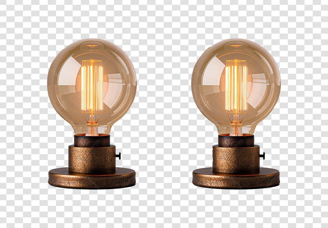 Lâmpadas decorativas estilo Edison vintage âmbar e bronze PNG com fundo transparente