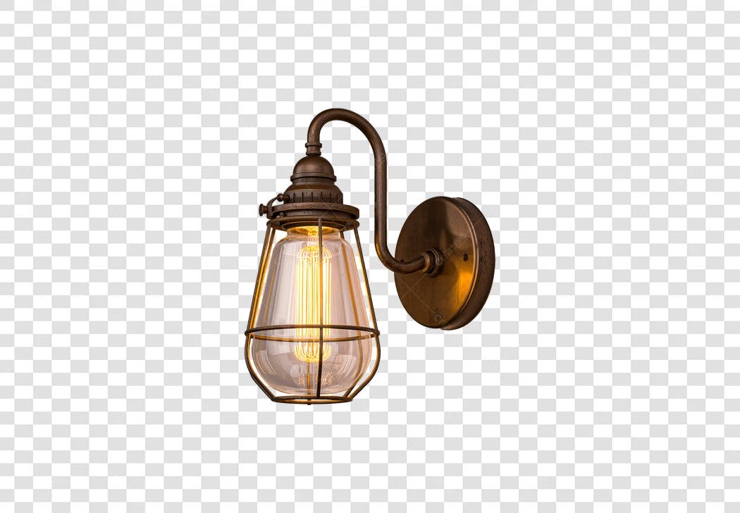Elemento gráfico luminária de parede industrial vintage PNG com fundo transparente
