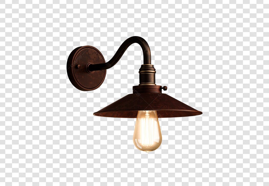 Luminária de Parede Industrial Vintage Lâmpada Edison Marrom PNG com fundo transparente