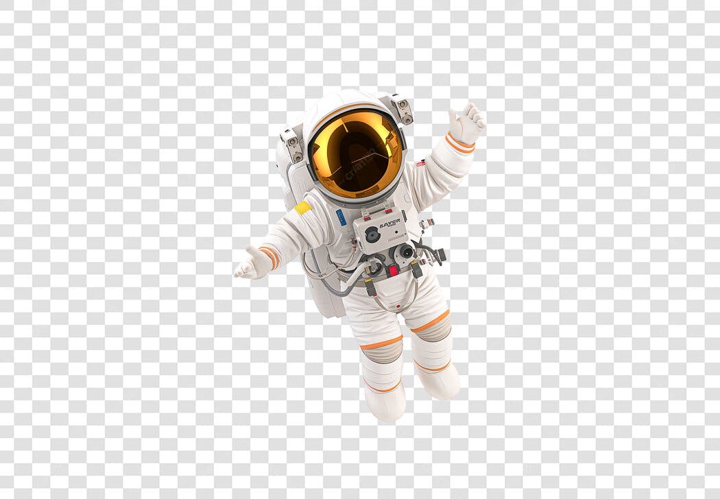 Ilustração 3D Astronauta flutuando em órbita espacial PNG com fundo transparente